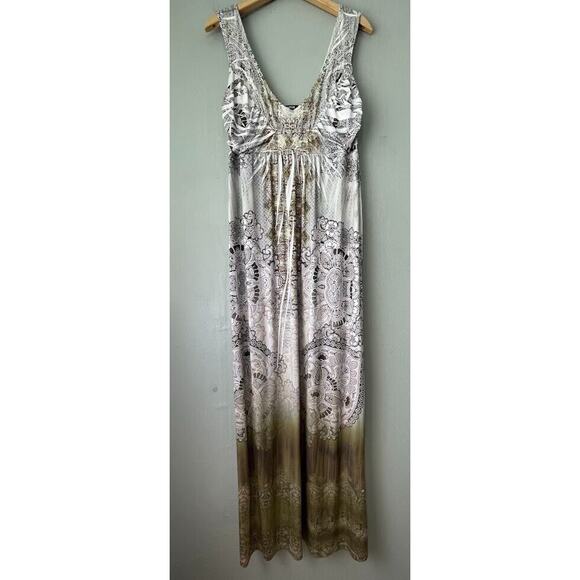 Apt 9 Size Medium Embellished Sublimation Stretch Knit Maxi Dress Fairy Boho - Picture 1 of 7